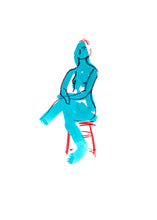 Laden Sie das Bild in den Galerie-Viewer, Zeichnung – &quot;roter Stuhl (Blaue Serie)&quot;