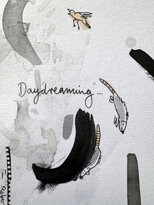 Zeichnung – "Daydreaming while it´s raining"