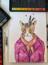 Laden Sie das Bild in den Galerie-Viewer, Aquarellmalerei "Frau Katz"