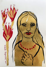 Laden Sie das Bild in den Galerie-Viewer, Zeichnung – &quot;Golden Girl with Flower&quot;