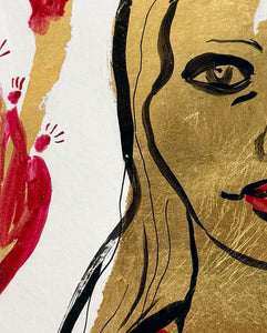 Zeichnung – "Golden Girl with Flower"