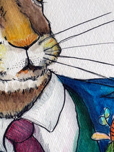 Laden Sie das Bild in den Galerie-Viewer, Aquarellmalerei "Herr Hase"