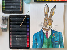 Laden Sie das Bild in den Galerie-Viewer, Aquarellmalerei "Herr Hase"