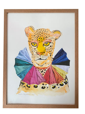 Zeichnung – Leopard mit Kragen