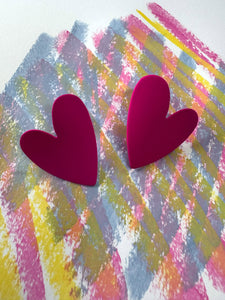 "Pinke Herzen" – Ohrringe mit Karte
