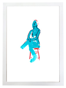 Zeichnung – "roter Stuhl (Blaue Serie)"