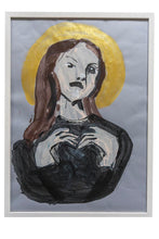 Laden Sie das Bild in den Galerie-Viewer, Acrylmalerei auf Papier &quot;Madonna&quot; (Nr. 2, dunkelbraun)